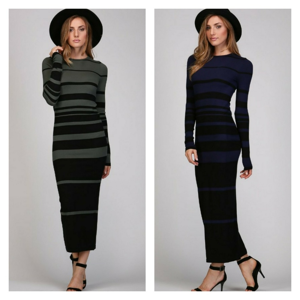 LAST ONE M/L☆Falling for Stripes Maxi Dress(Blue)